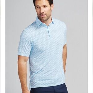 TASC Cloud Lightweight Polo Shirt in Chalk Blue White Short Sleeve Top Size L